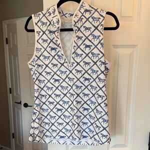 Stylish Blue and White Horse Print Tank Top